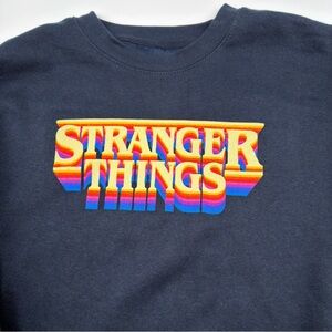 Stranger Things Womens XL Pullover Sweater Navy Netflix Longsleeve Fleece